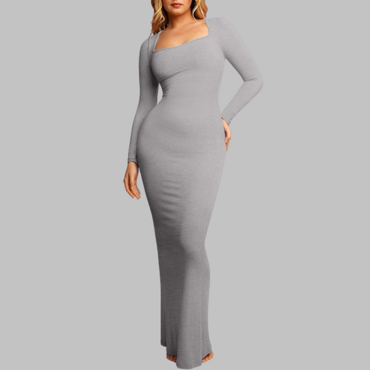 Pito™ | Casual lange mouwen built-in shapewear midi jurk