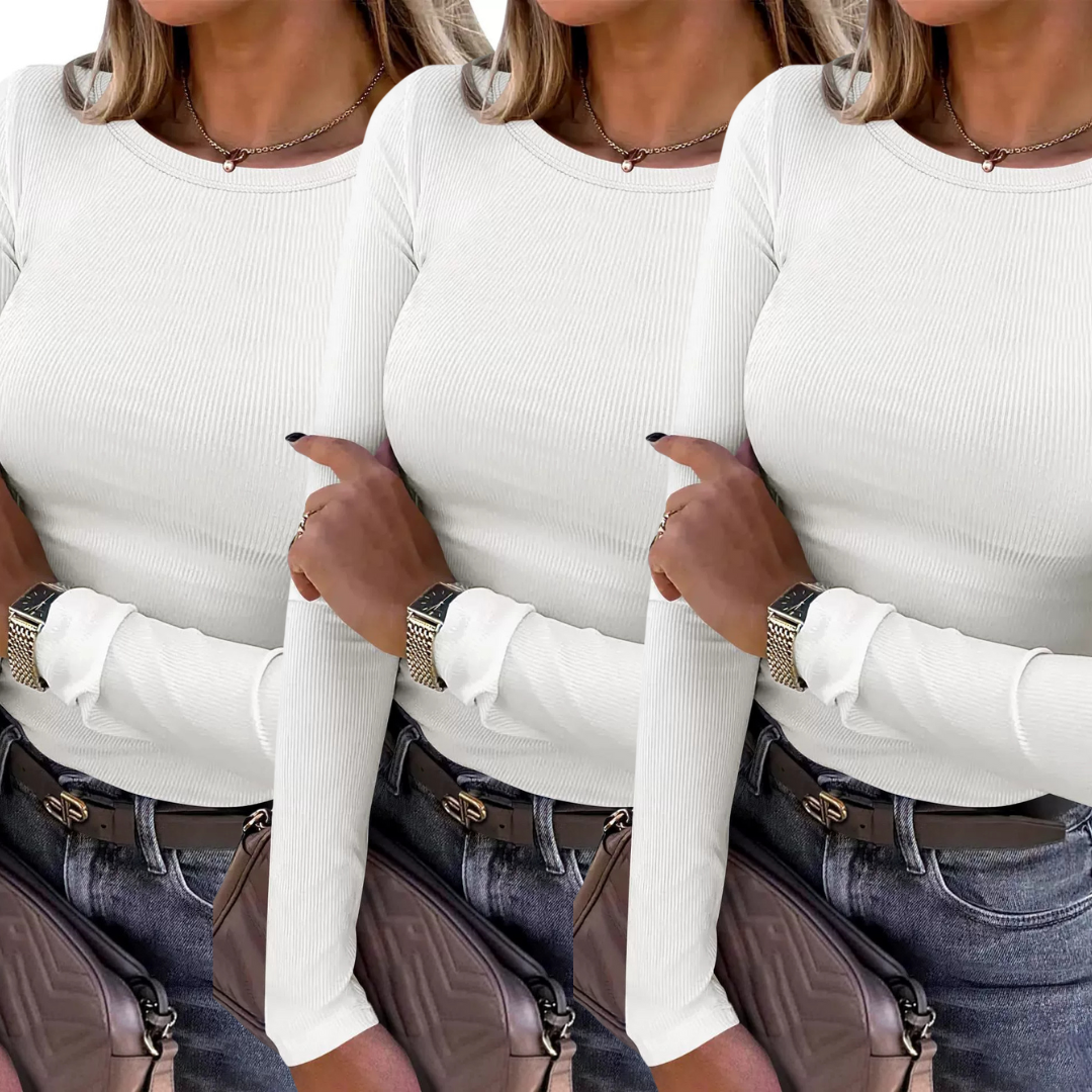 Karin™ | Basic comfortabele ribbed crewneck shirt