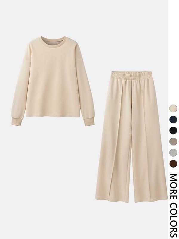 Beth™ | Casual effen kleur sweatshirt & broek set for outdoor comfort