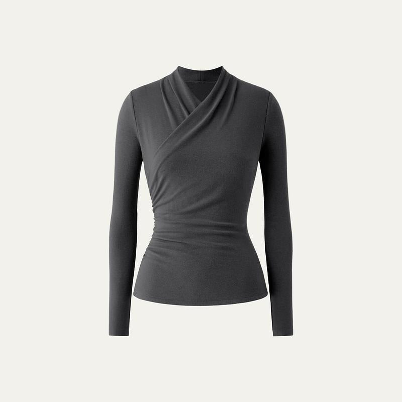 Nica™ | Simple surplice lange mouwen top medium length