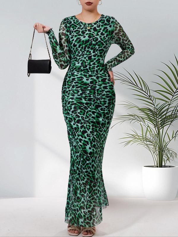 Alianna™ | Elegante leopard print ruched bodycon jurk for parties
