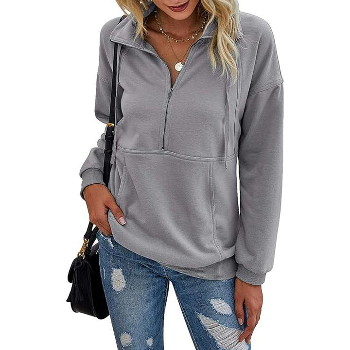Annie™ | Lapel zip-up sweatshirt voor dames casual pullover