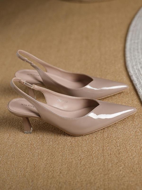 Amira™ | Dames pu leather slingback hakken simple effen kleur spitse neus pumps