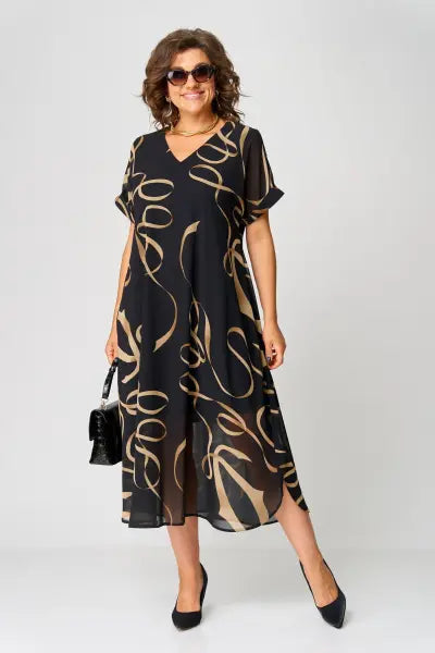 Valessia | Met print midi jurk