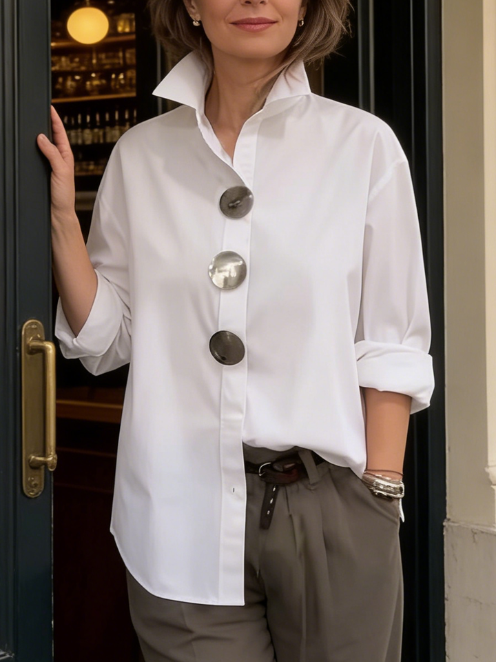 Ava | Stand collar button blouse