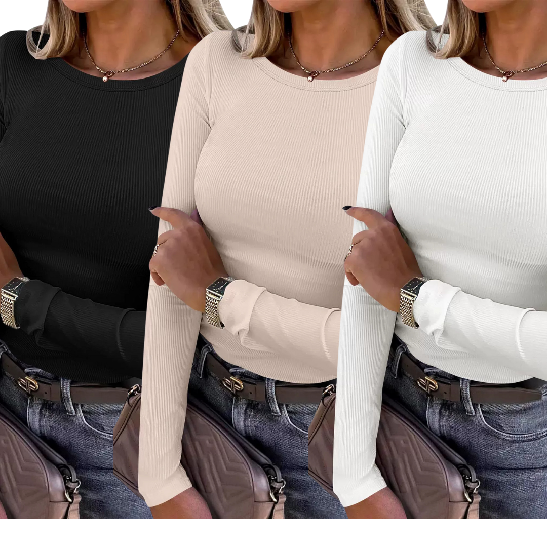 Karin™ | Basic comfortabele ribbed crewneck shirt