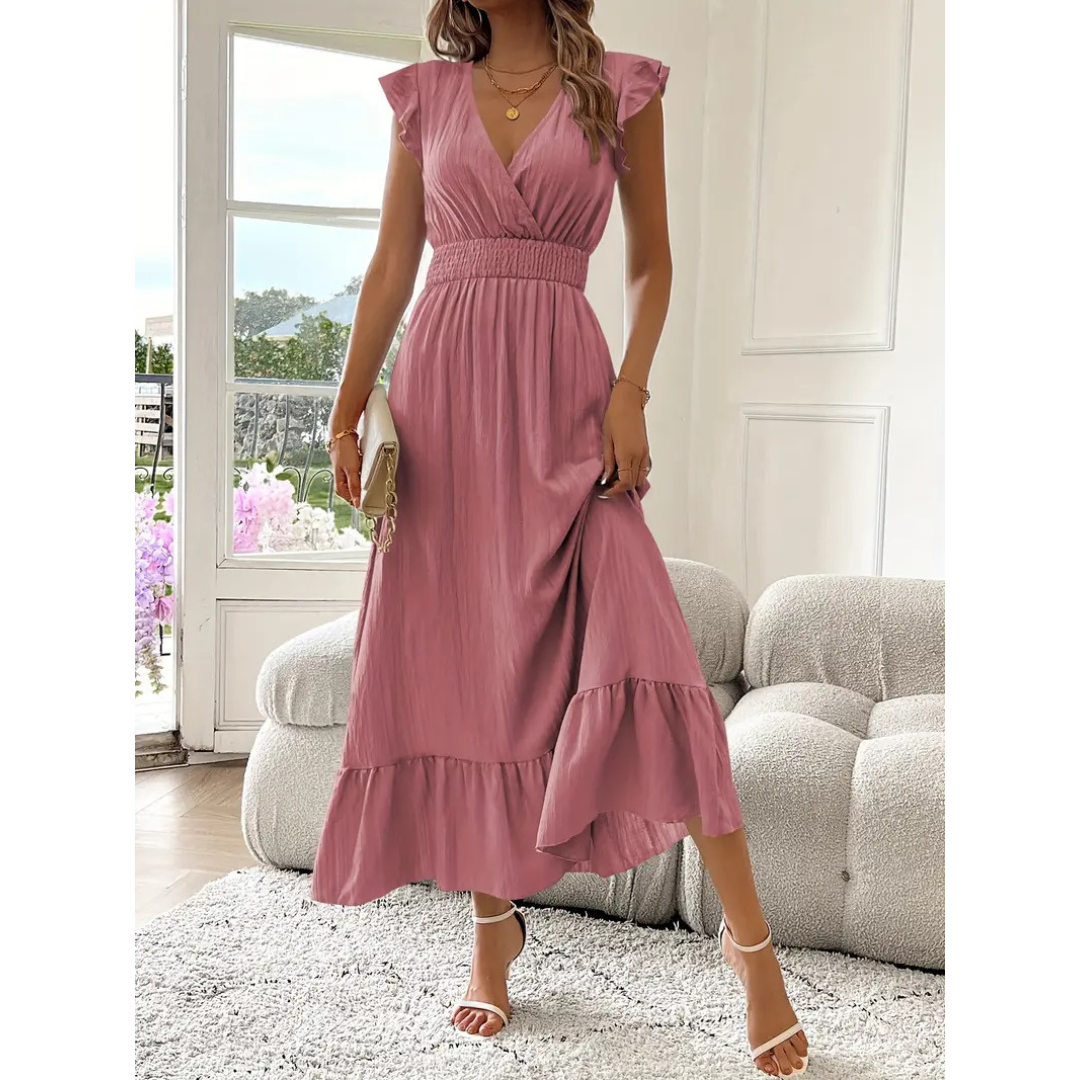 Avaleri™ | Elegante shirred V-hals summer maxi jurk