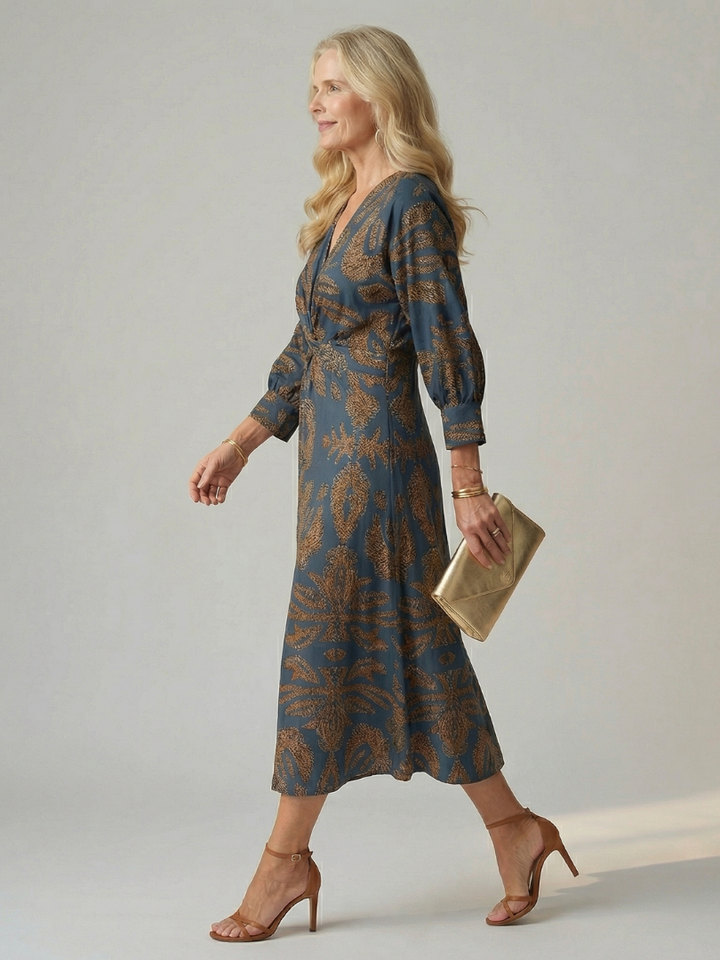 Lune | Natural wrap midi jurk