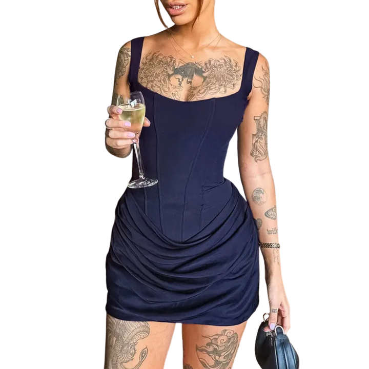 Maribeth™ | Sexy ruched drawstring corset mini jurk