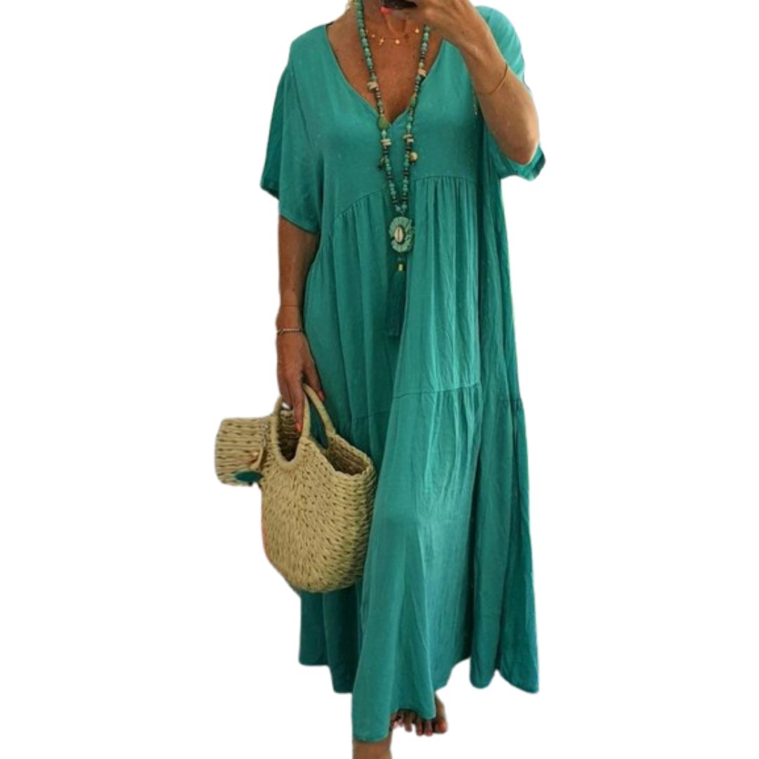 Viviani™ | Comfy V-hals casual ruffle boho jurk