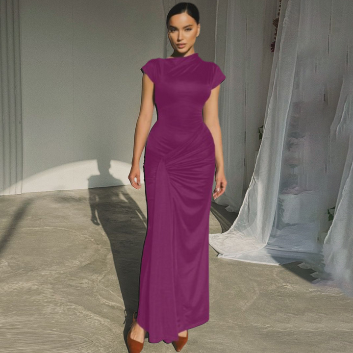 Jara™ | Elegante ruched bodycon wrap maxi jurk