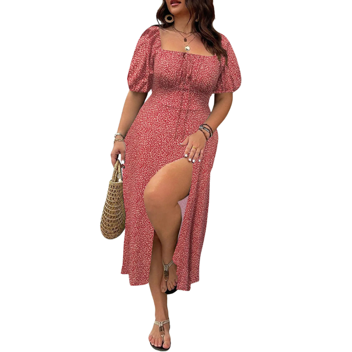 Serene™ | Elegante plus size tie front bloemenjurk