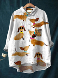 Ava | Cute dog dachshund art print casual shirt