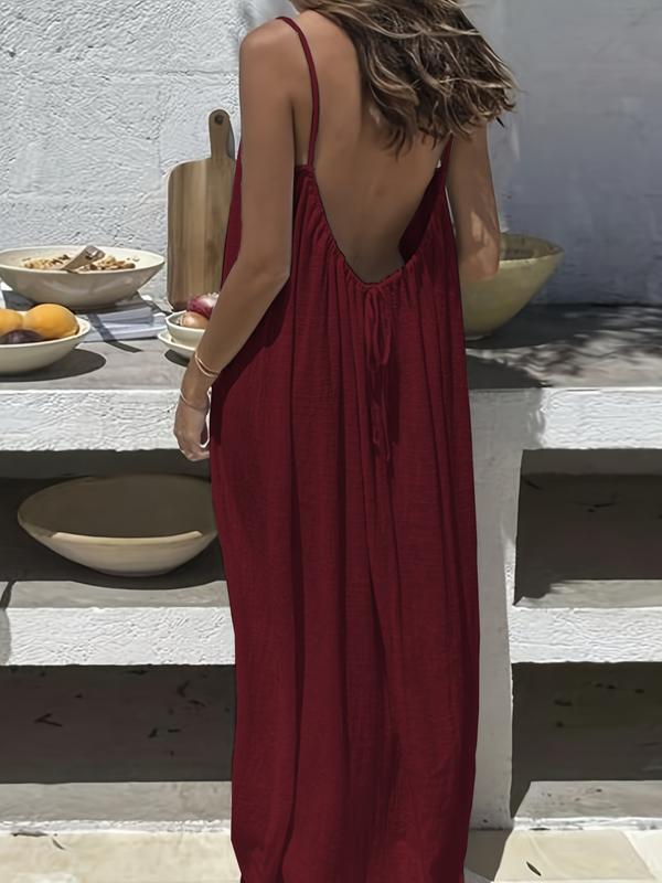 Noralyn™ | Simple solid backless cami jurk for beach