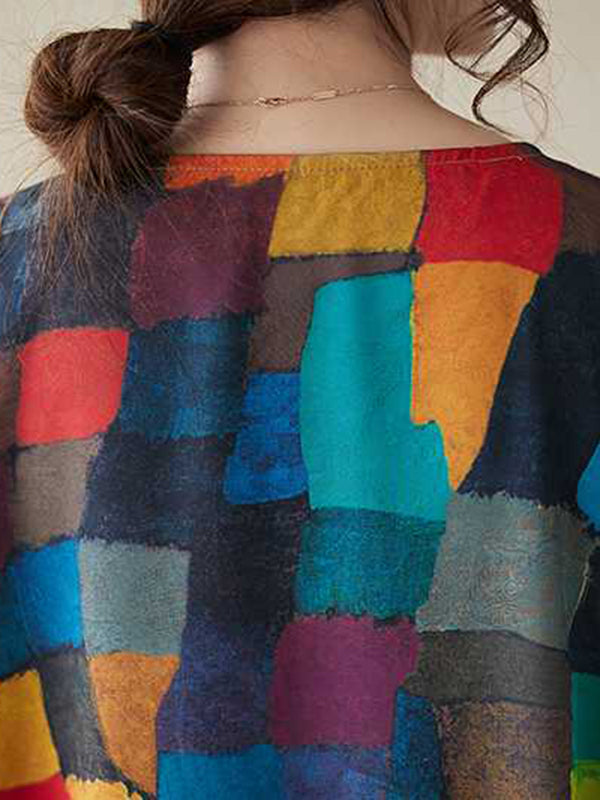 Belle | Jurk with colourful squares