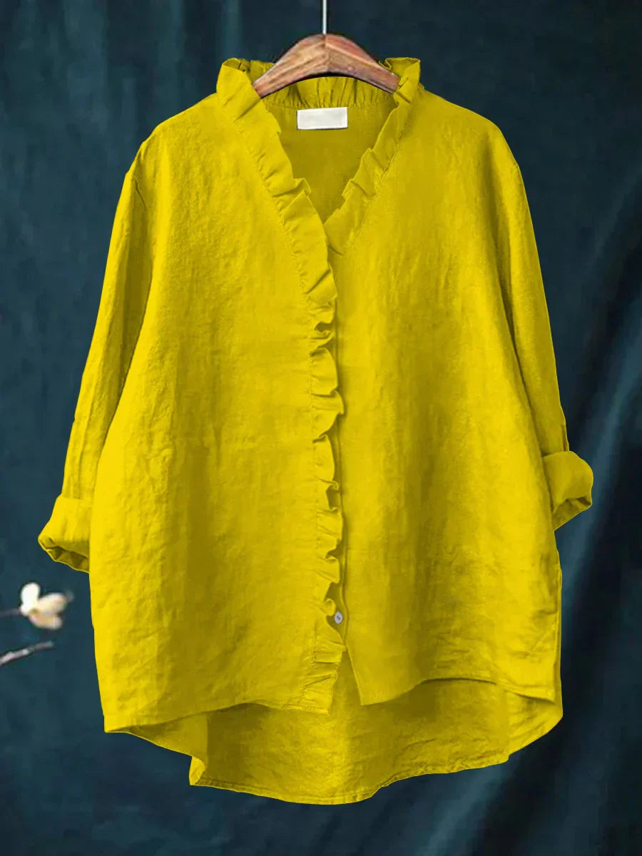 Lily | Cotton linen ruffled blouse