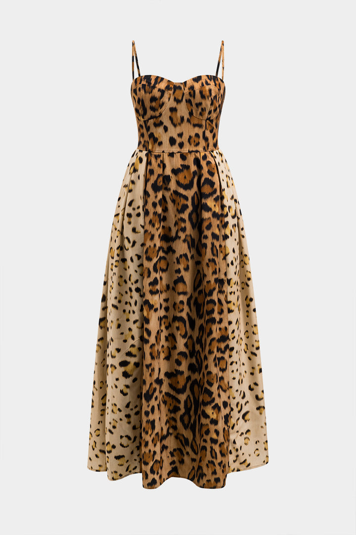 Bianca™ | Bold leopard print midi jurk