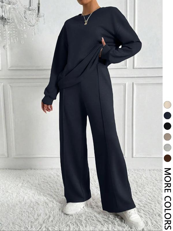 Beth™ | Casual effen kleur sweatshirt & broek set for outdoor comfort