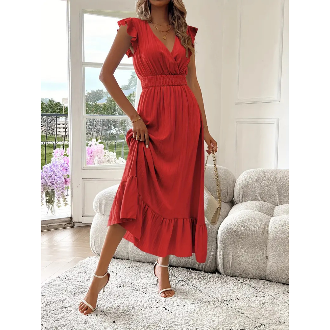 Avaleri™ | Elegante shirred V-hals summer maxi jurk