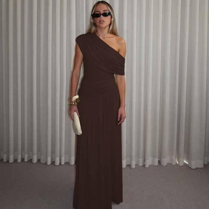 Shina™ | Elegante one shoulder evening maxi jurk
