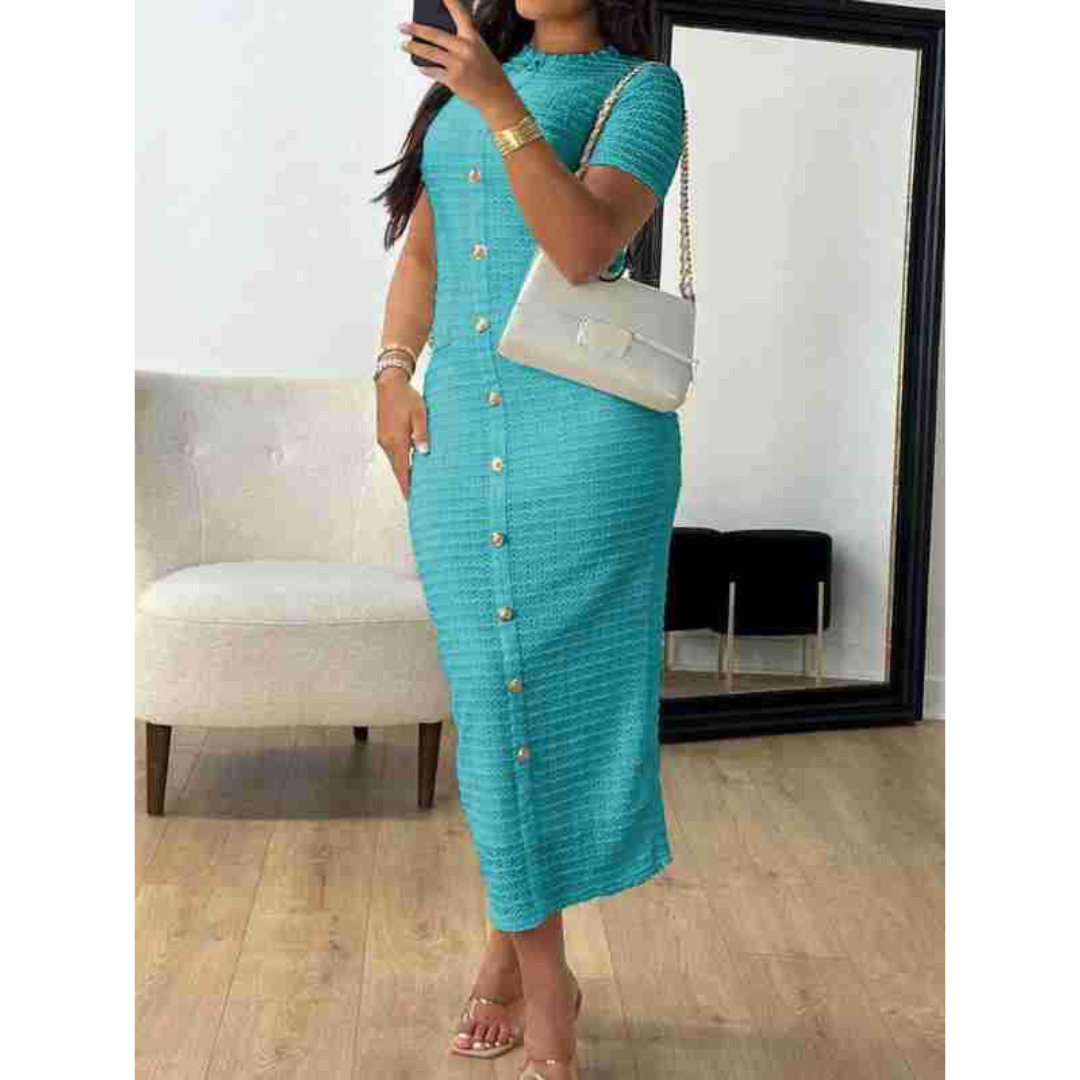Alina™ | Elegante crew neck formal midi jurk