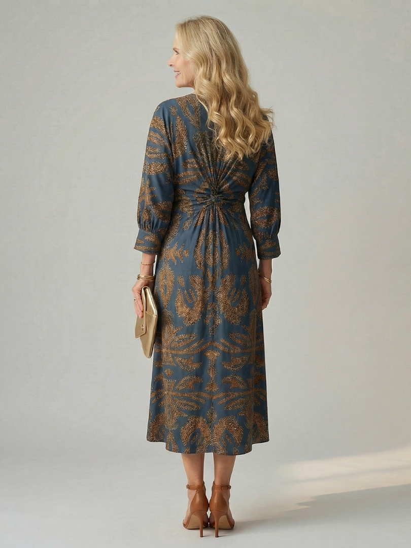 Lune | Natural wrap midi jurk