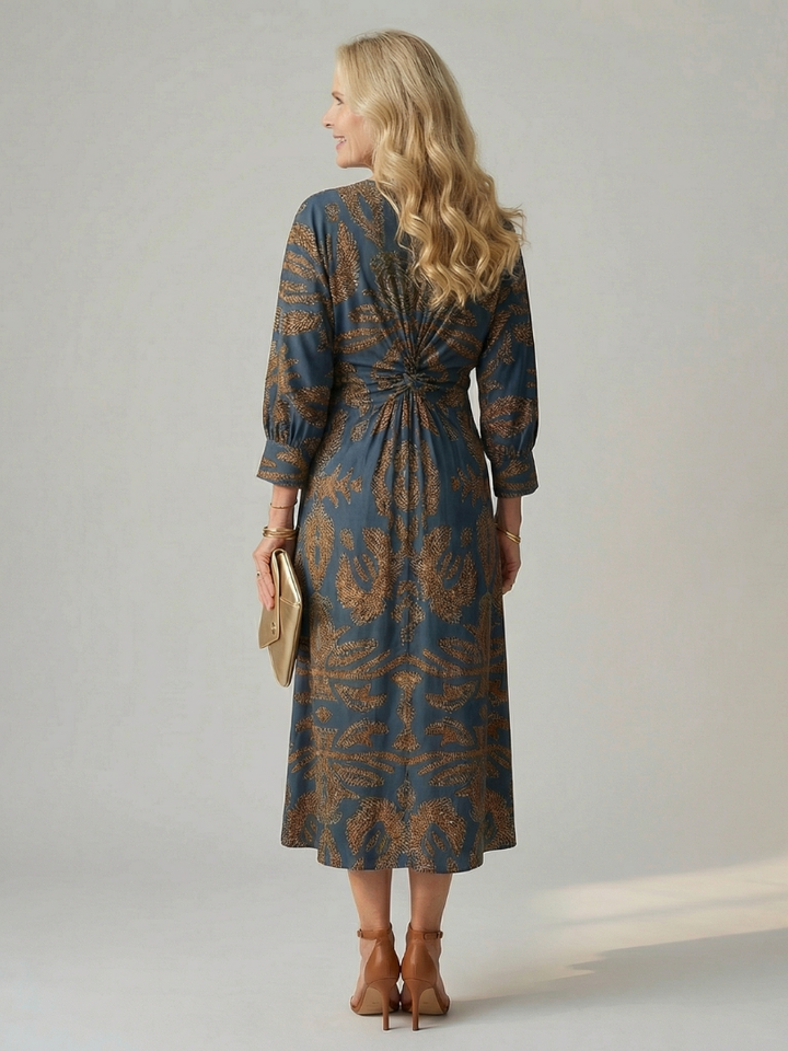 Lune | Natural wrap midi jurk