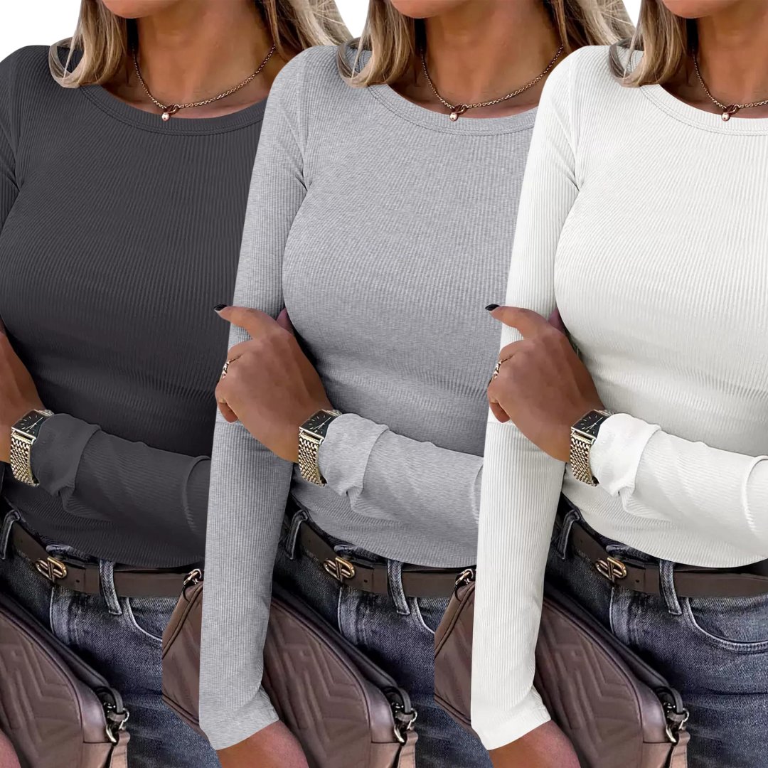 Karin™ | Basic comfortabele ribbed crewneck shirt