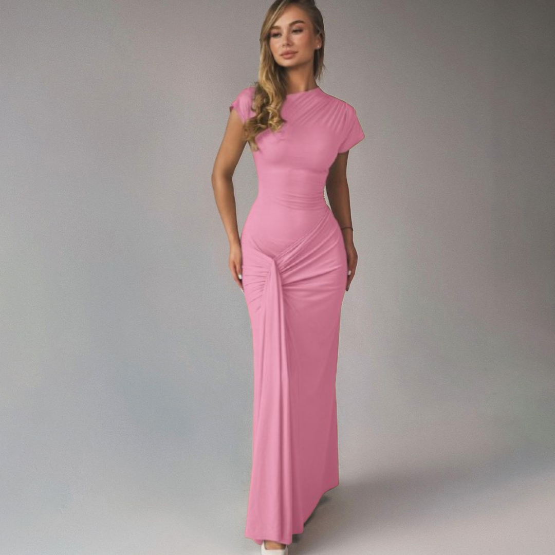 Jara™ | Elegante ruched bodycon wrap maxi jurk