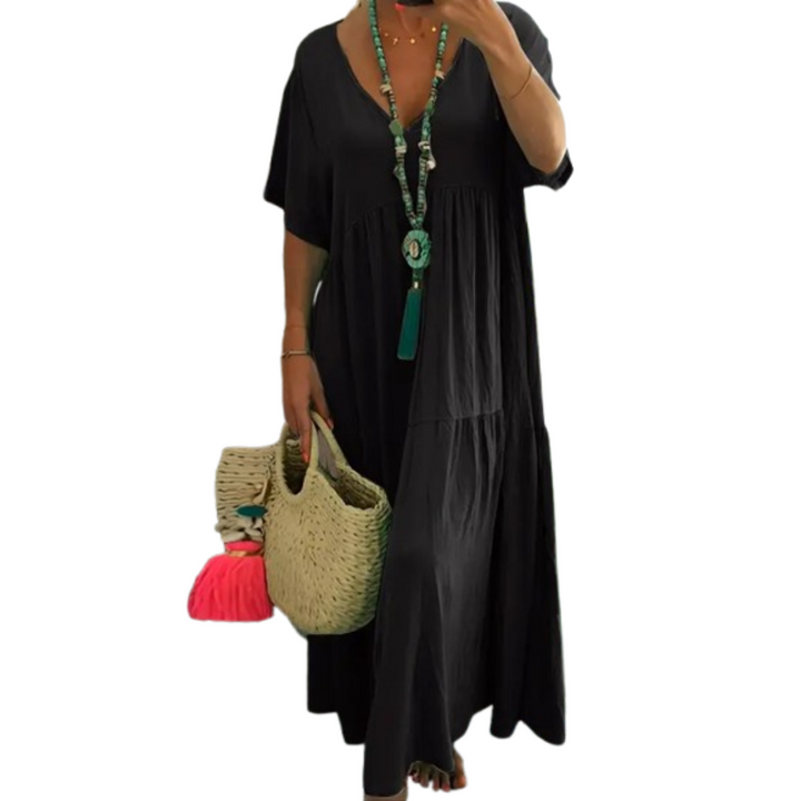 Viviani™ | Comfy V-hals casual ruffle boho jurk