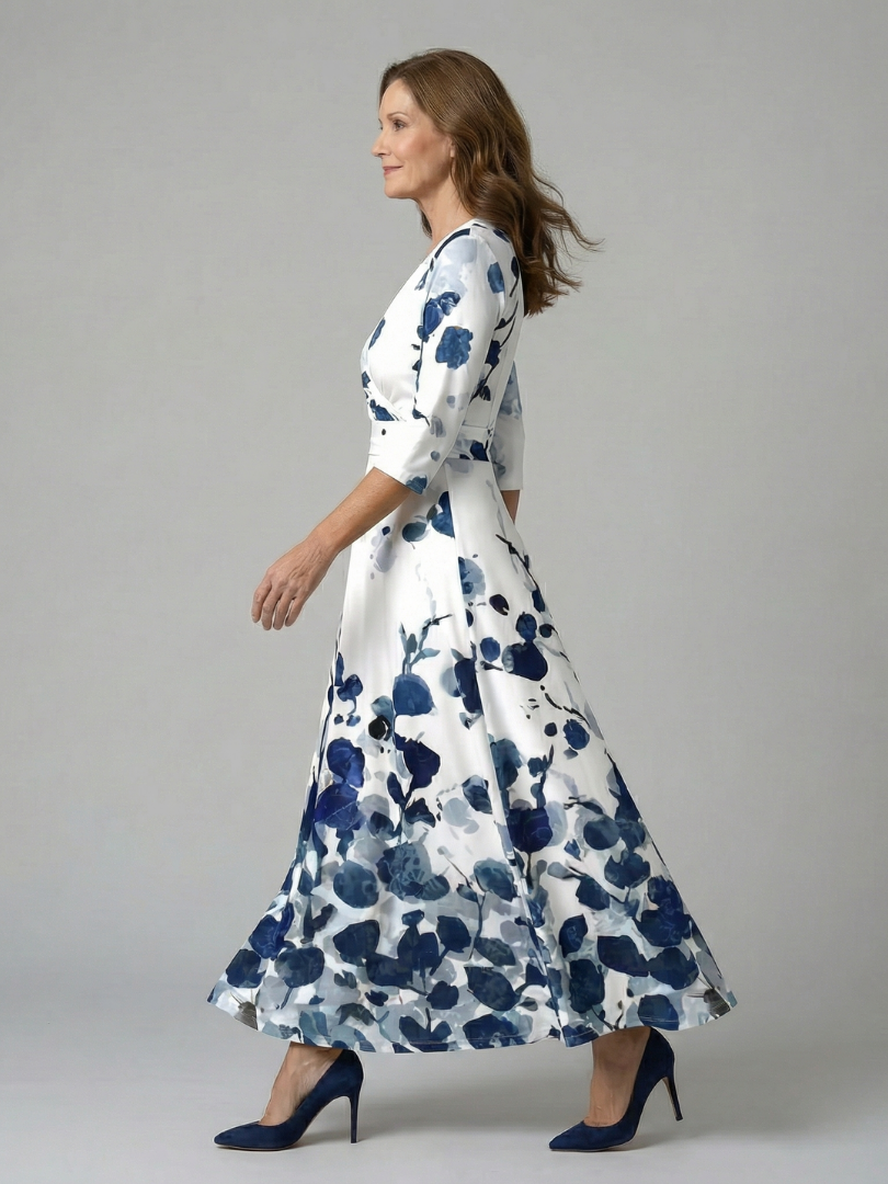 Celine | Cross wrap neck midi jurk
