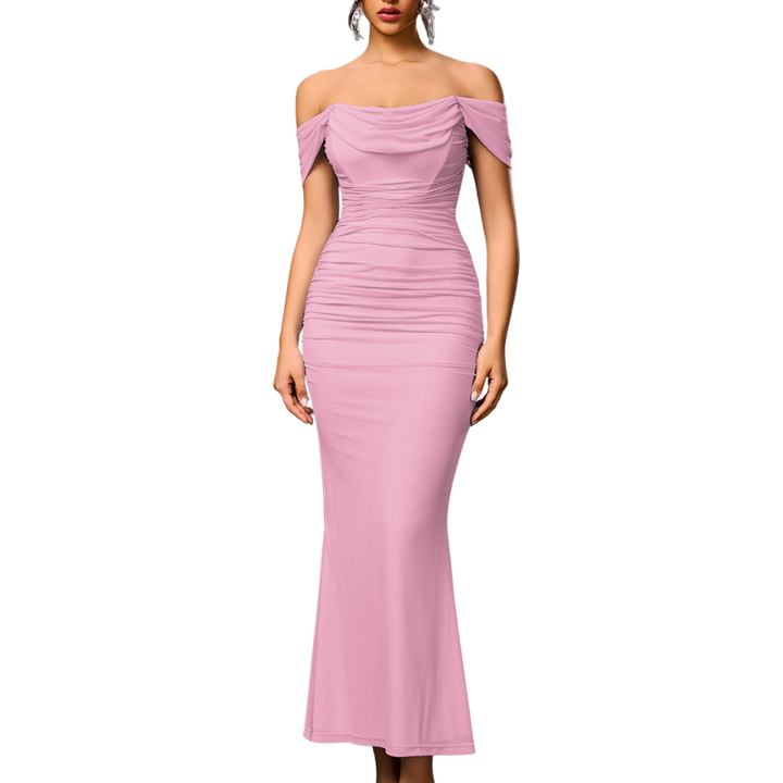 Primrose™ | Stijlvolle one-shoulder corset mesh jurk