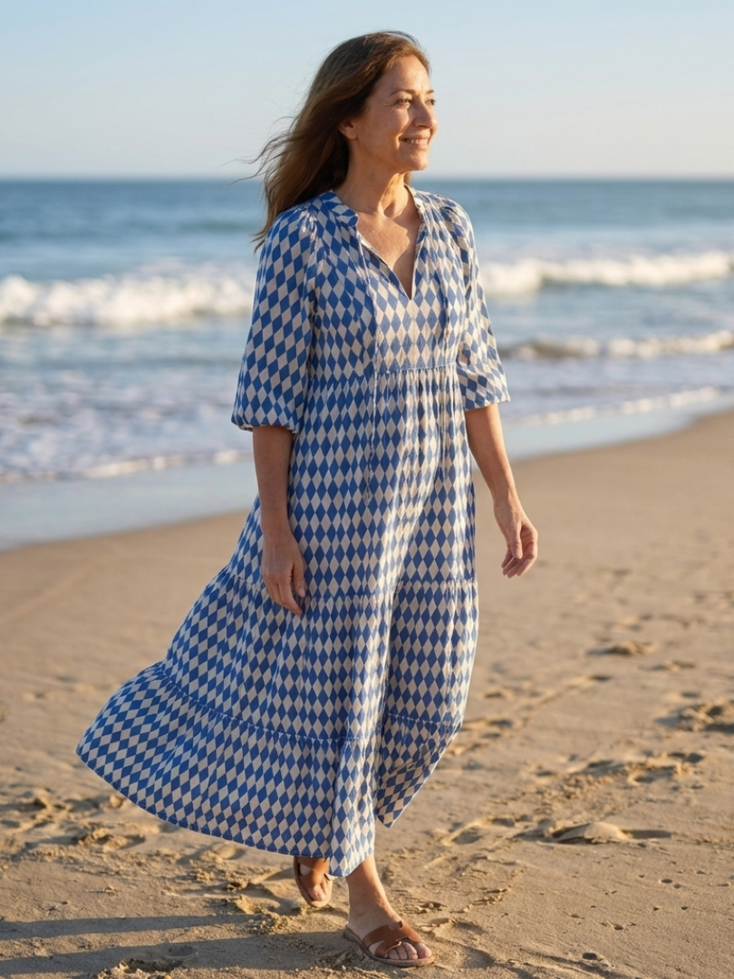 Sara | Diamond print maxi jurk