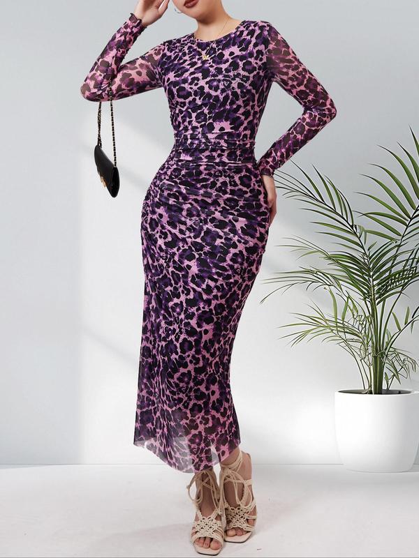 Alianna™ | Elegante leopard print ruched bodycon jurk for parties