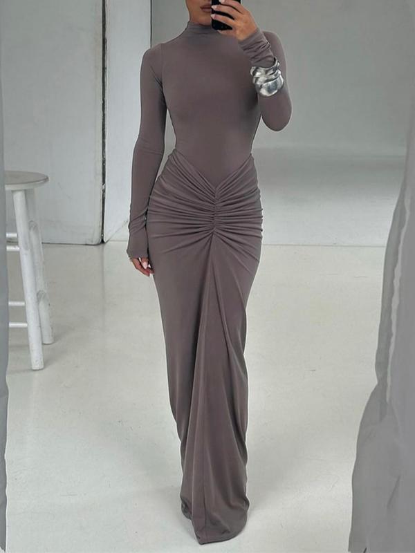 Betty™ | Classy ruched lange mouwen mock bodycon maxi jurk