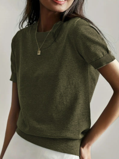 Tally™ | Casual short sleeve crew neck top