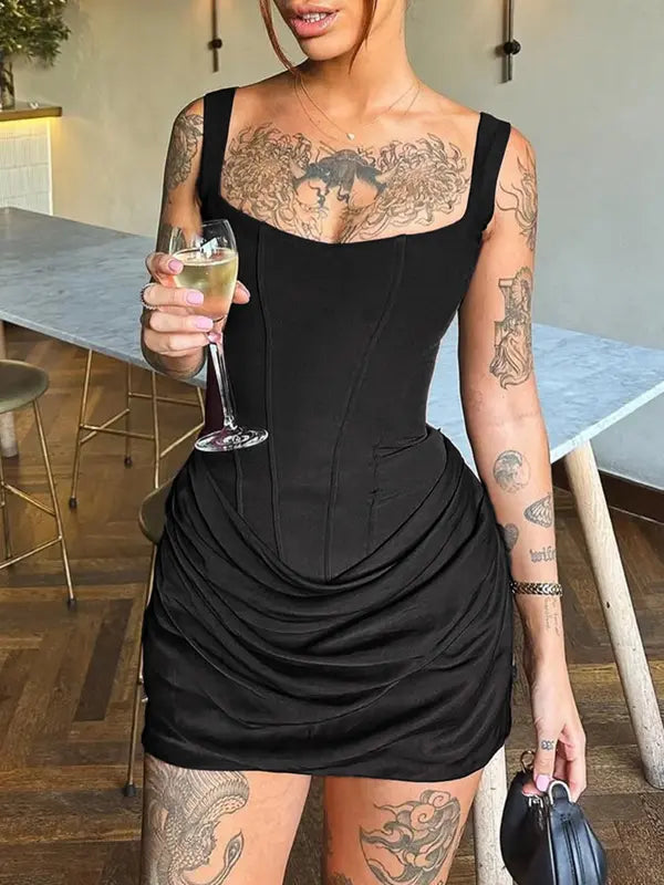 Criselda™ | Sexy fishbone bodycon ruched mini corset party jurk