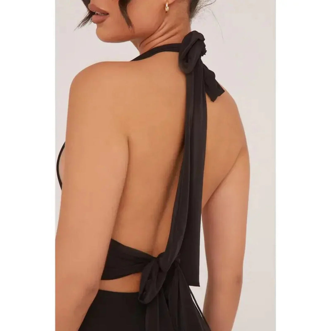 Zarata™ | Chique backless halter evening mini jurk