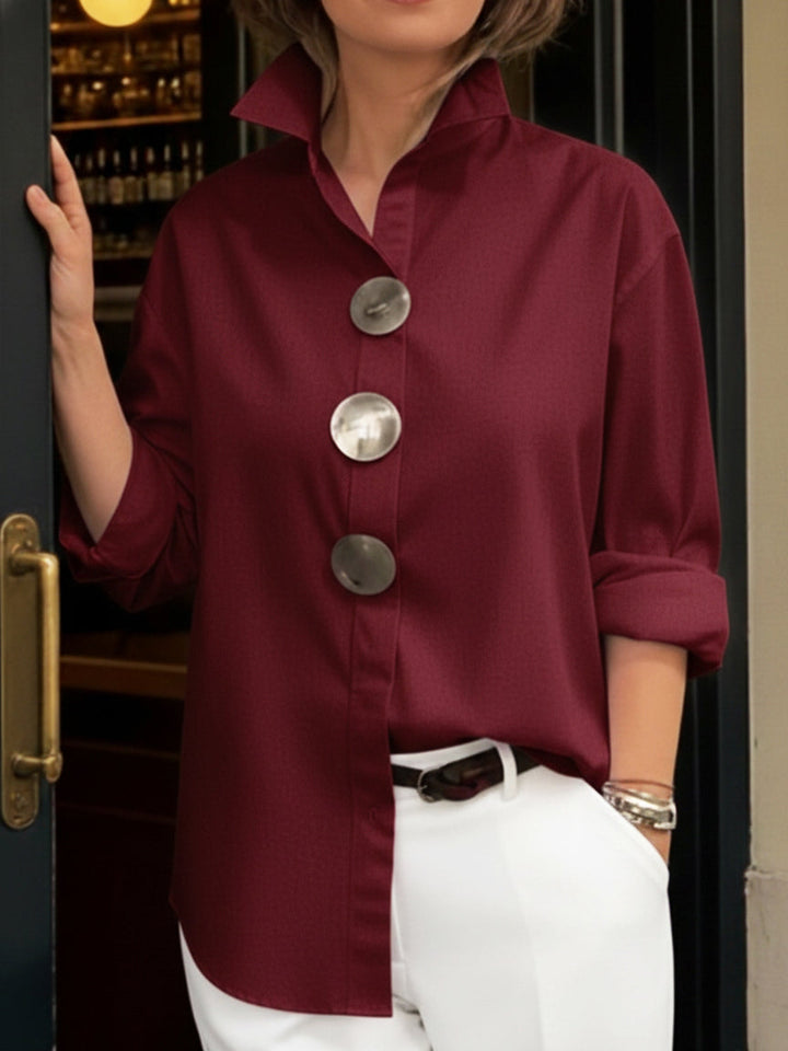Ava | Stand collar button blouse