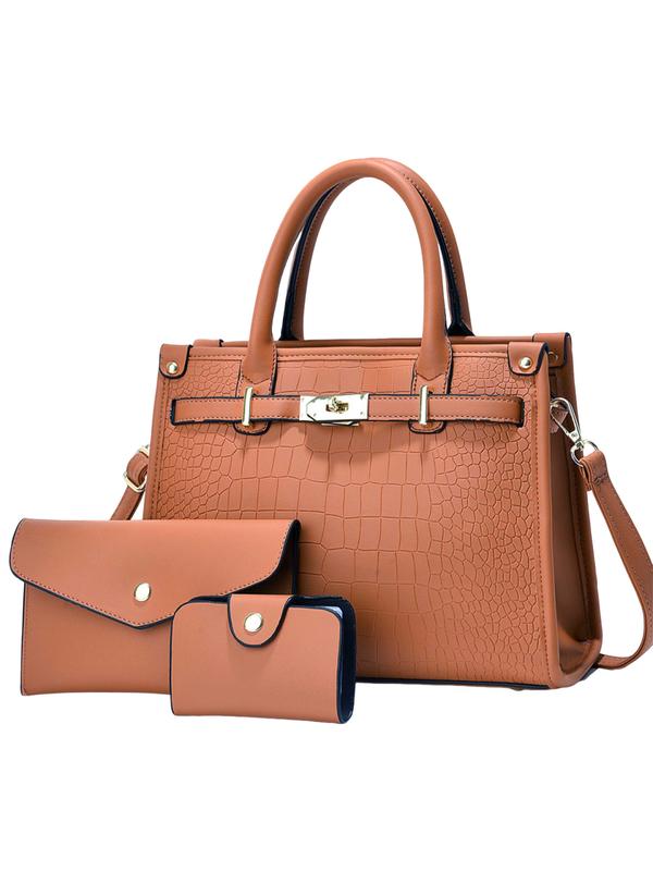 Alenor™ | Crocodile embossed grote capaciteit crossbody handtas set