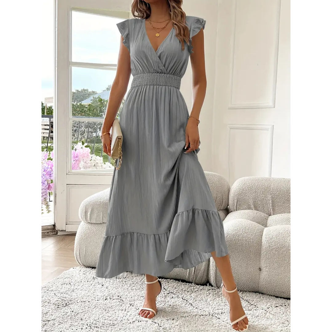 Avaleri™ | Elegante shirred V-hals summer maxi jurk