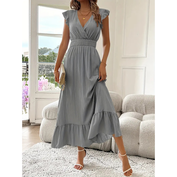 Avaleri™ | Elegante shirred V-hals summer maxi jurk