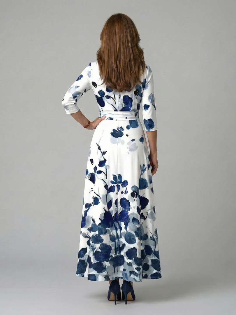 Celine | Cross wrap neck midi jurk