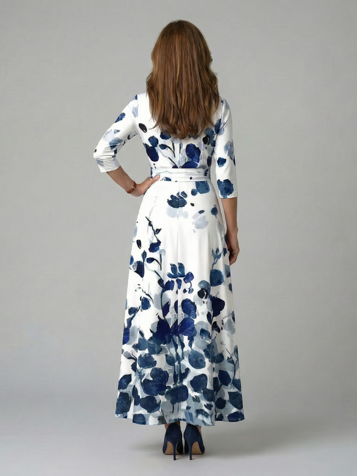 Celine | Cross wrap neck midi jurk
