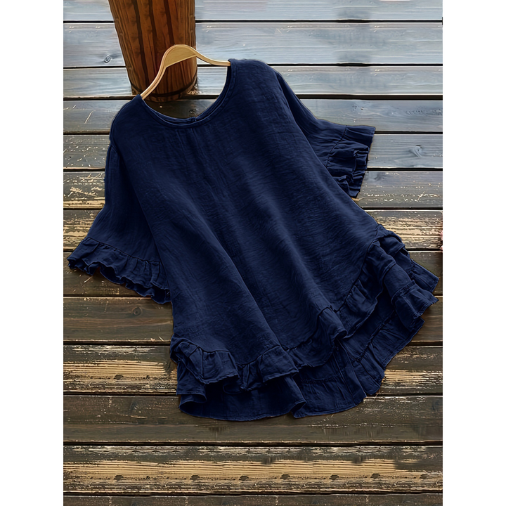 Evita™ | Simple plus size ruffle hem summer blouse