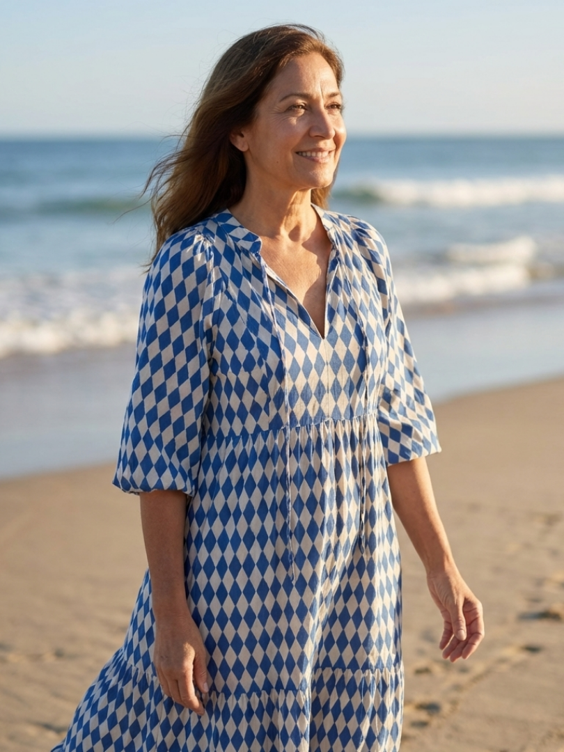 Sara | Diamond print maxi jurk