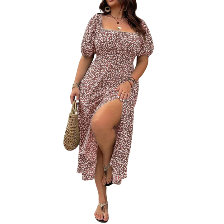 Sandra™ | Trendy plus size bloemen print jurk