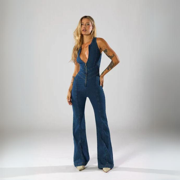 Aria™ | Flare cut denim jumpsuit