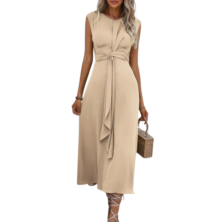 Miya™ | Stijlvolle waist-tie long zonder mouwen jurk