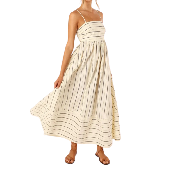 Lavelle™ | Gestreepte spaghetti strap swing maxi jurk